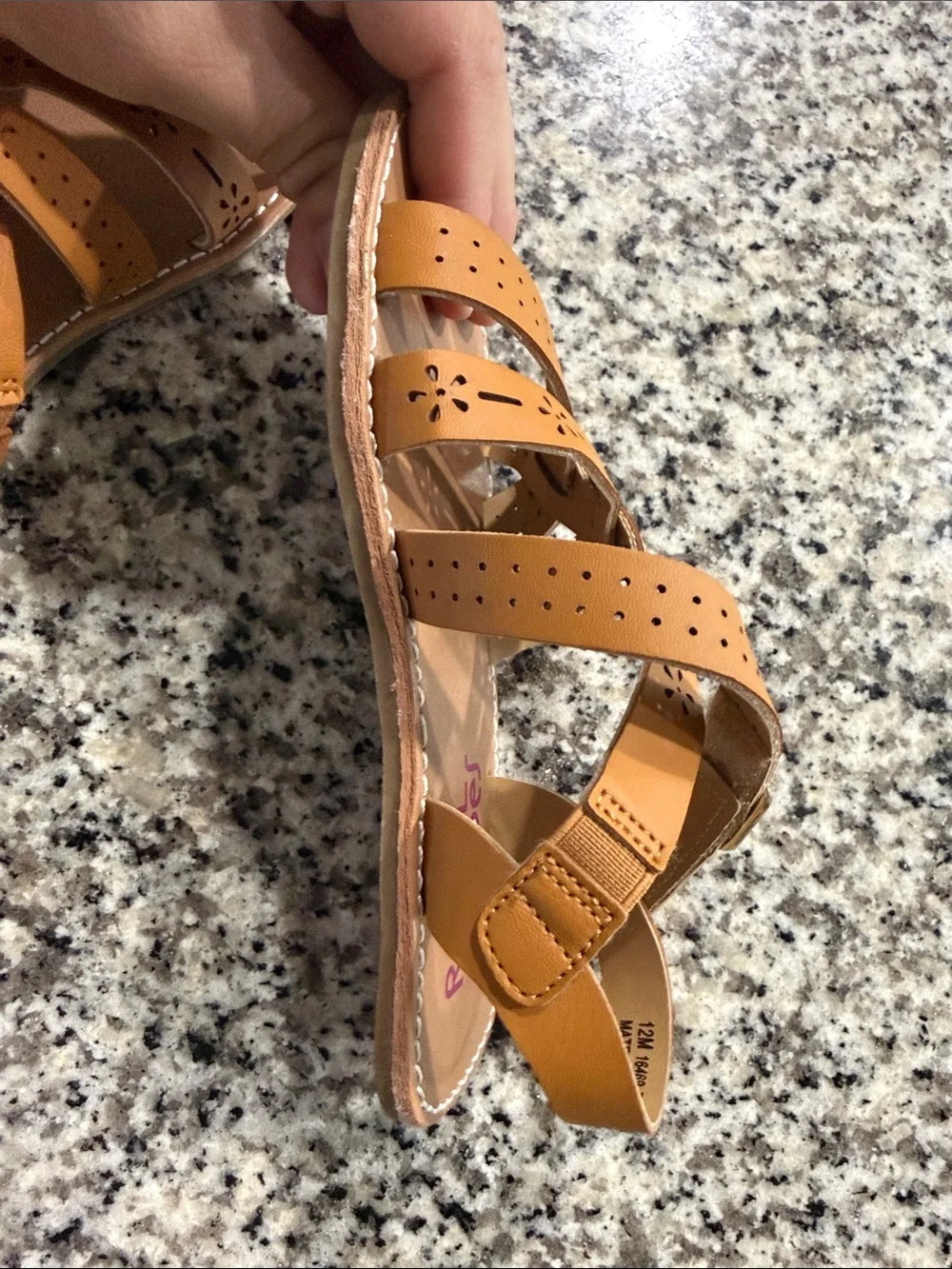 Rachel Shoes Tan Strappy Kids Sandals with Buckle